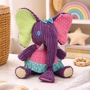Les Déglingos Sandykilos Elephant Plush Purple Patchwork 11in NWOT
